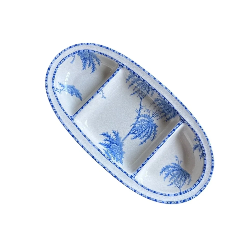 Pottery Barn Sophia Chinoiserie Blue White Divided Serving Platter 15 Inch Tray‎